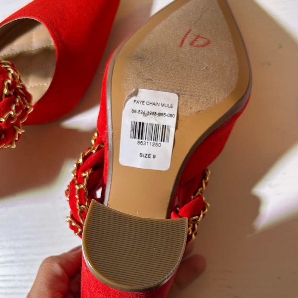 NY Collection Red Chain Detail Mules - Picture 6 of 6